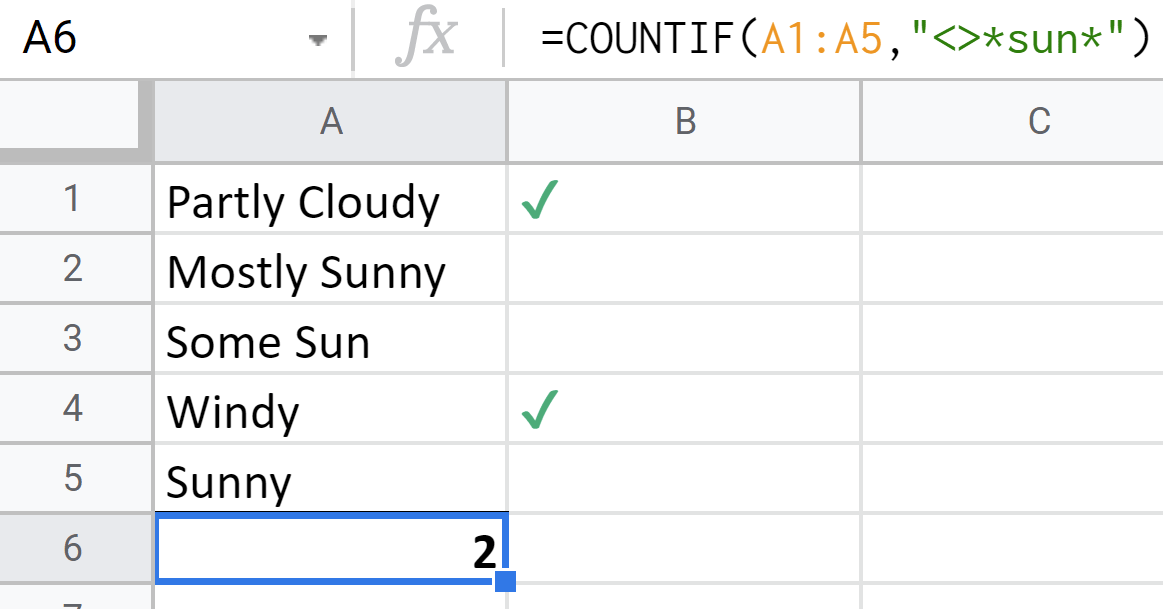 Count Cells Not Containing Certain Text Google Sheets Sheets Help