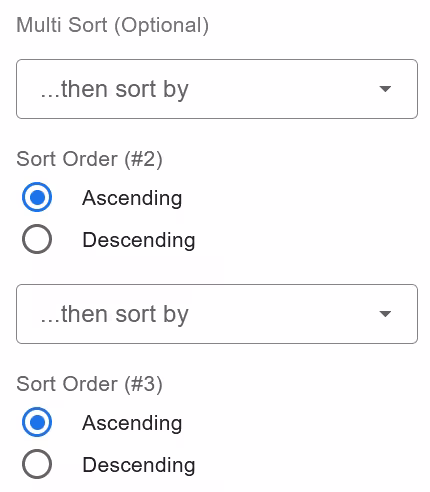 Google Sheets menu with multi-sort options
