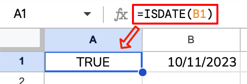 Checking a cell with the ISDATE function to see if it contains a valid date