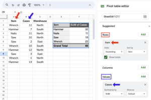 Sum Values Based on Another Cell's Values in Google Sheets