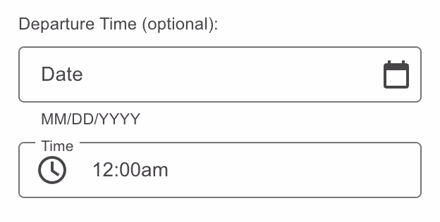 Departure time input box for Route Matrix